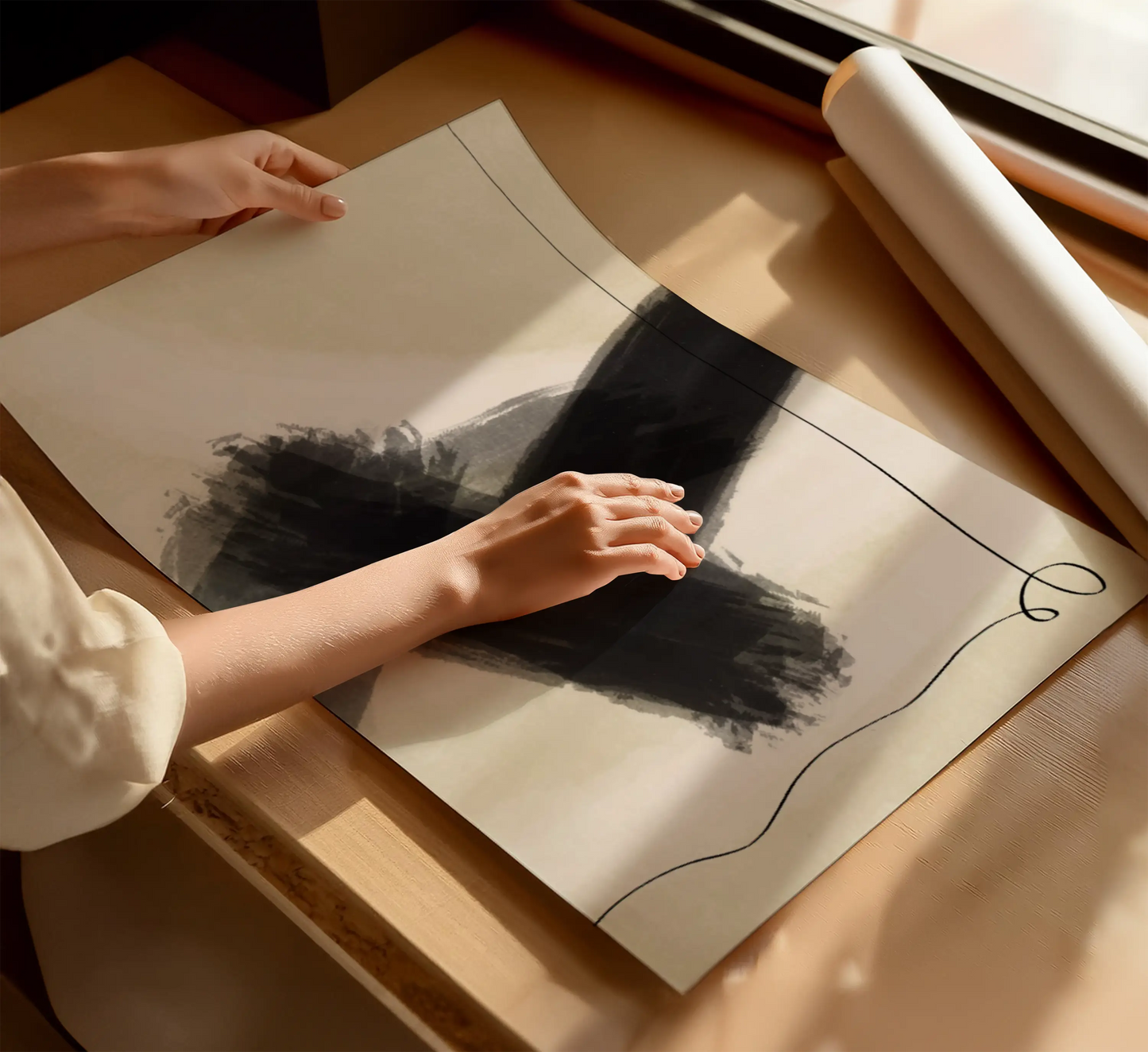 Абстрактна Черна Линия №1 Постер - Рисунки.бг