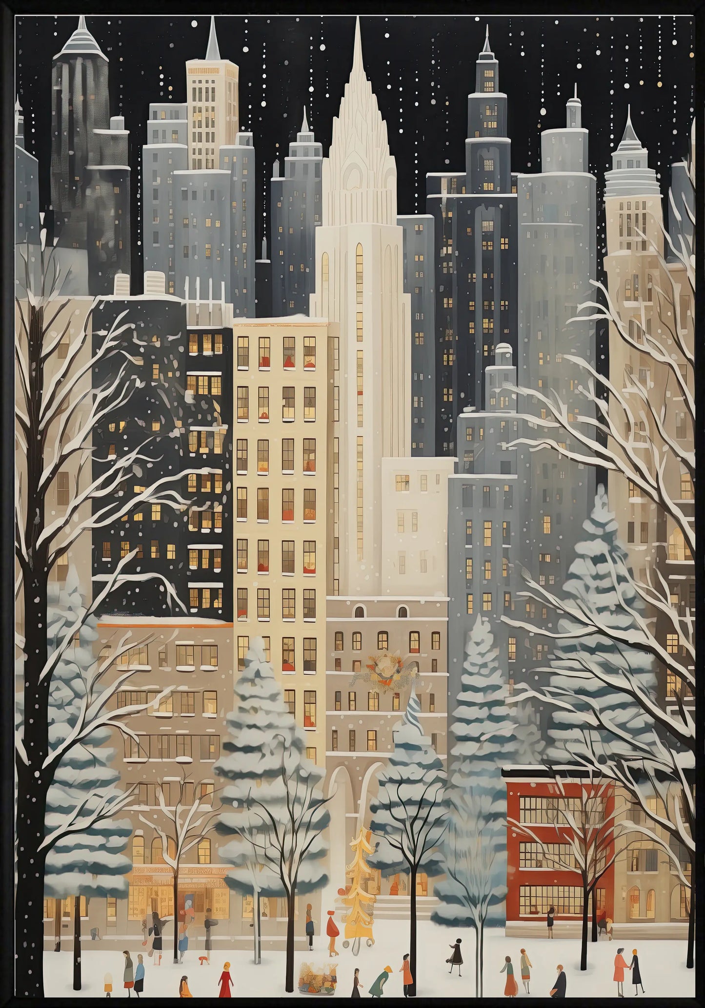 Коледа в голям град постер - Рисунки.бг