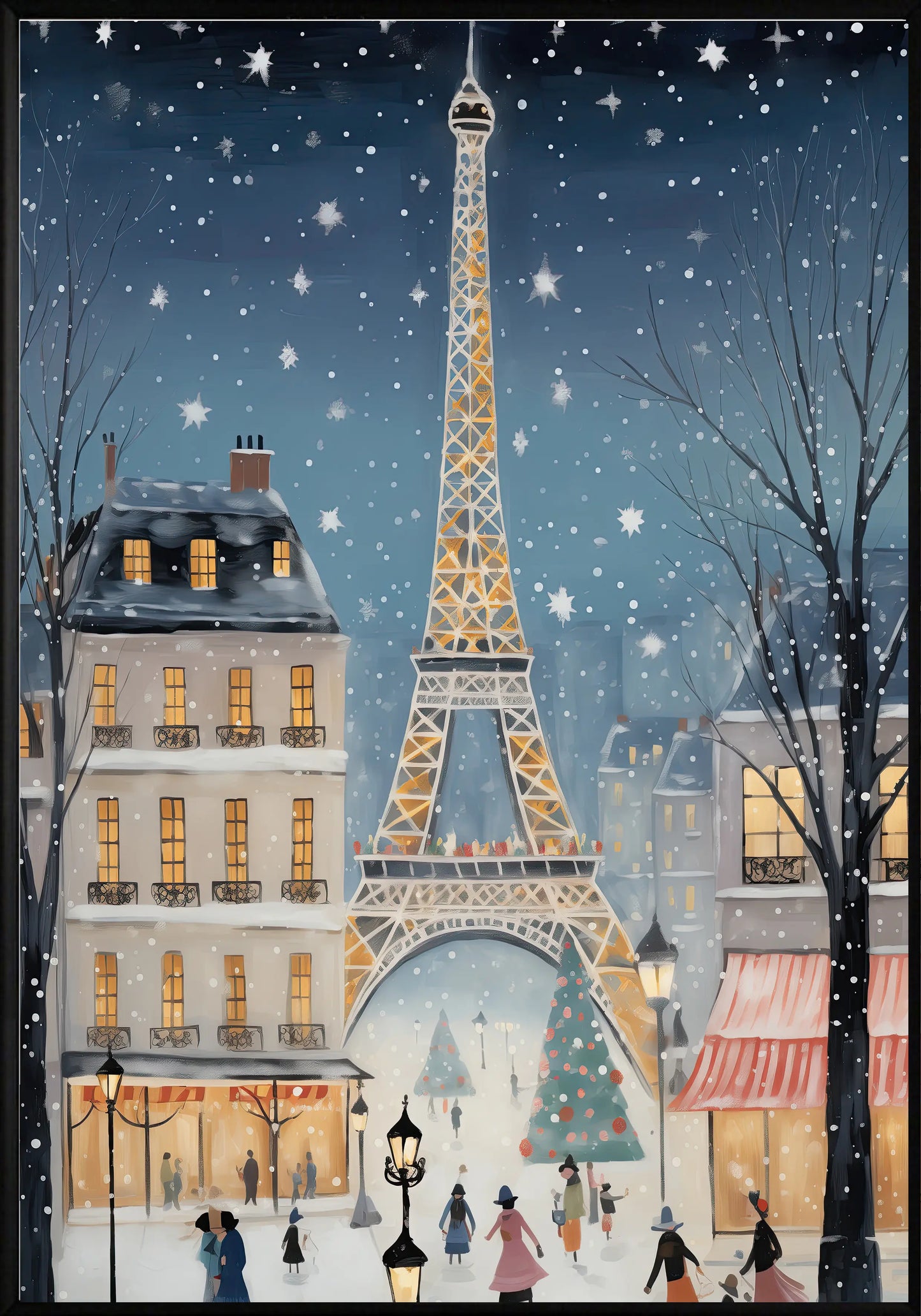 Коледна Aйфелова Kула в Париж постер - Рисунки.бг