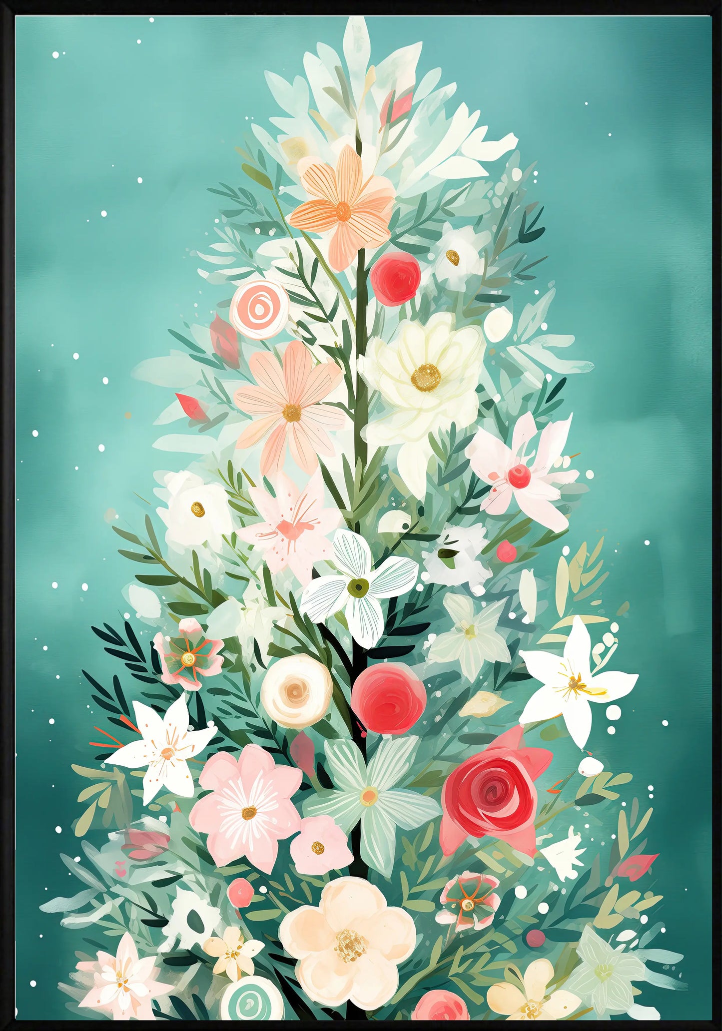 Коледна елха от цветя постер - Рисунки.бг