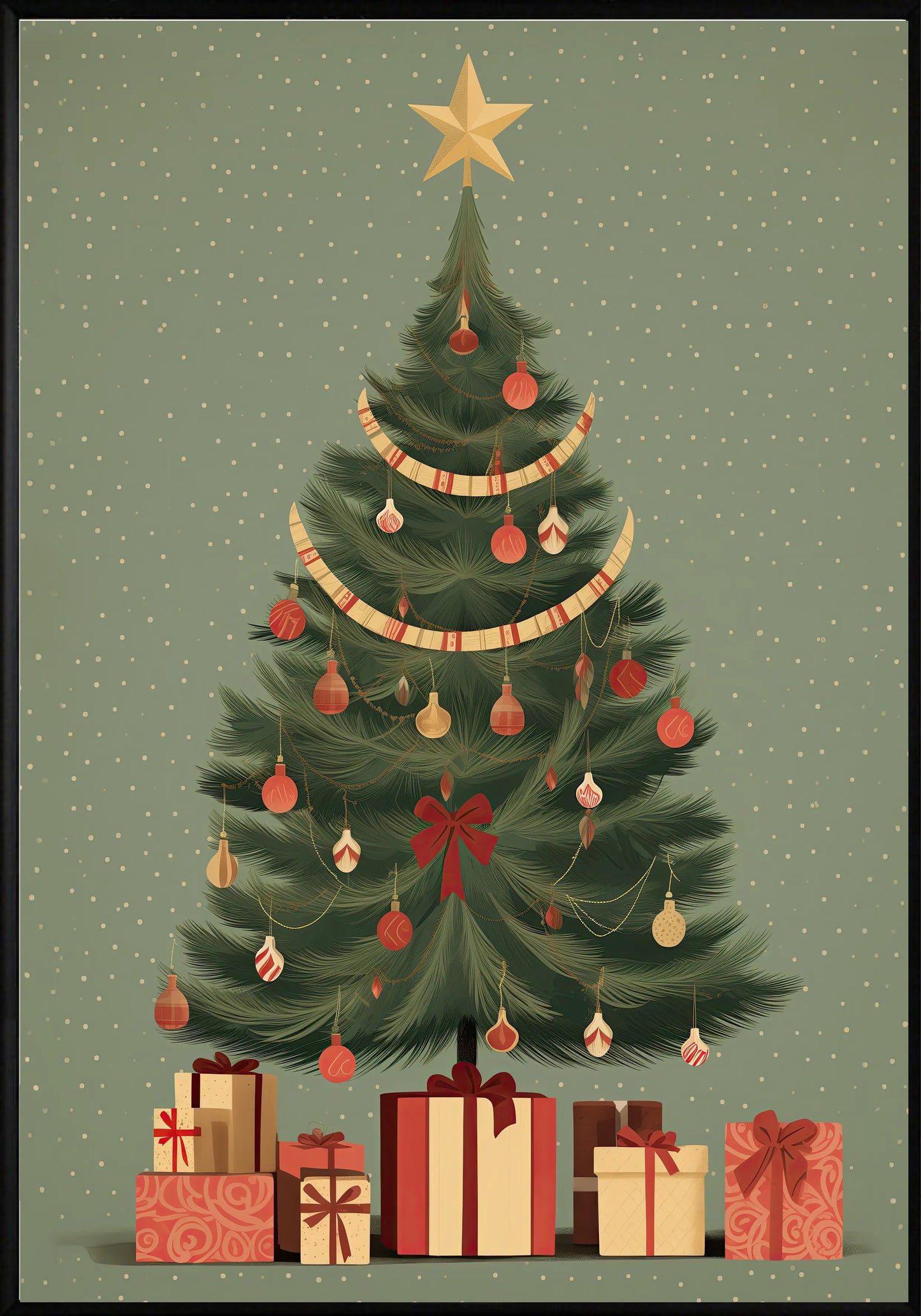 Коледна елха с подаръци постер - Рисунки.бг
