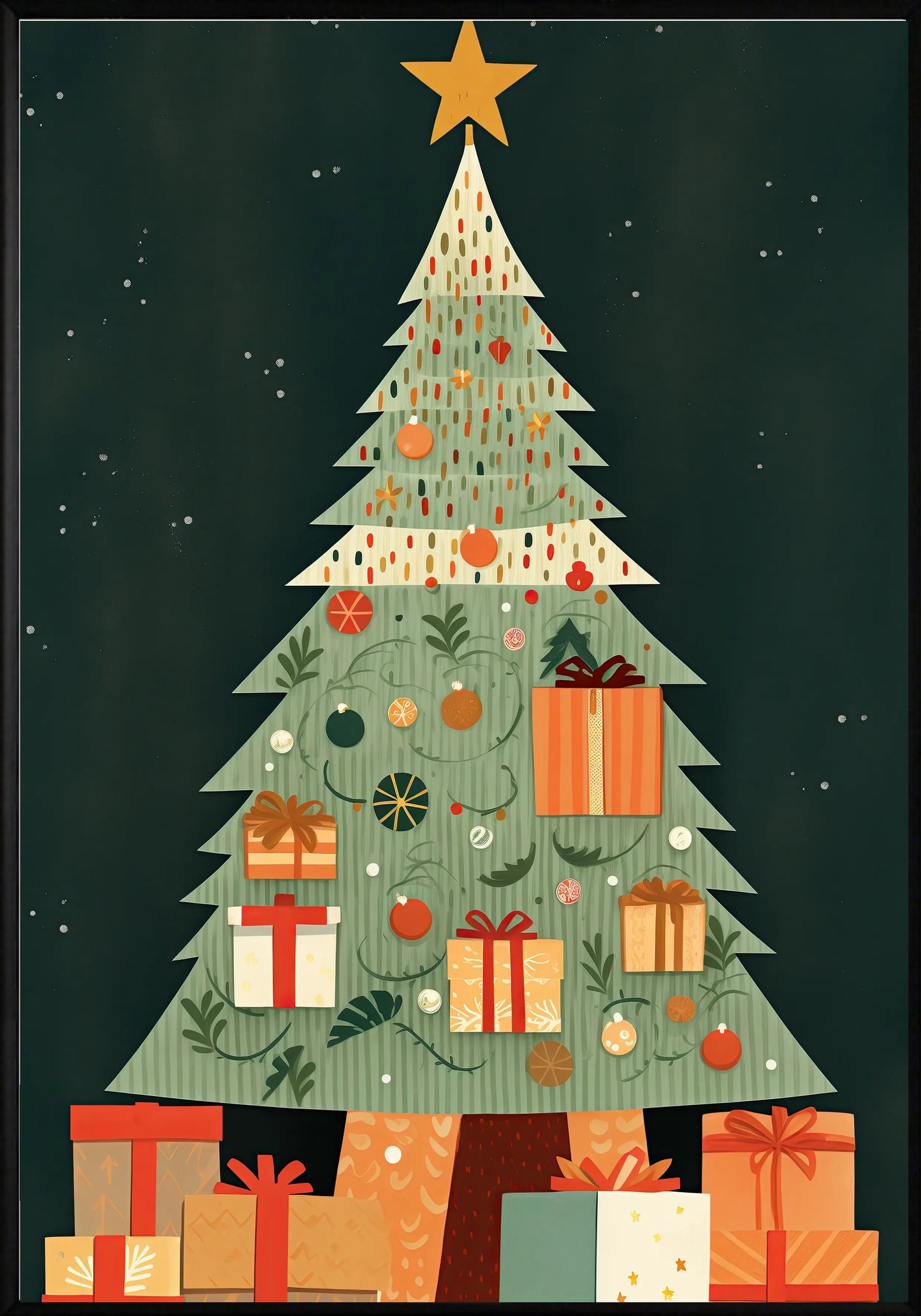 Коледна елха със подаръци постер - Рисунки.бг