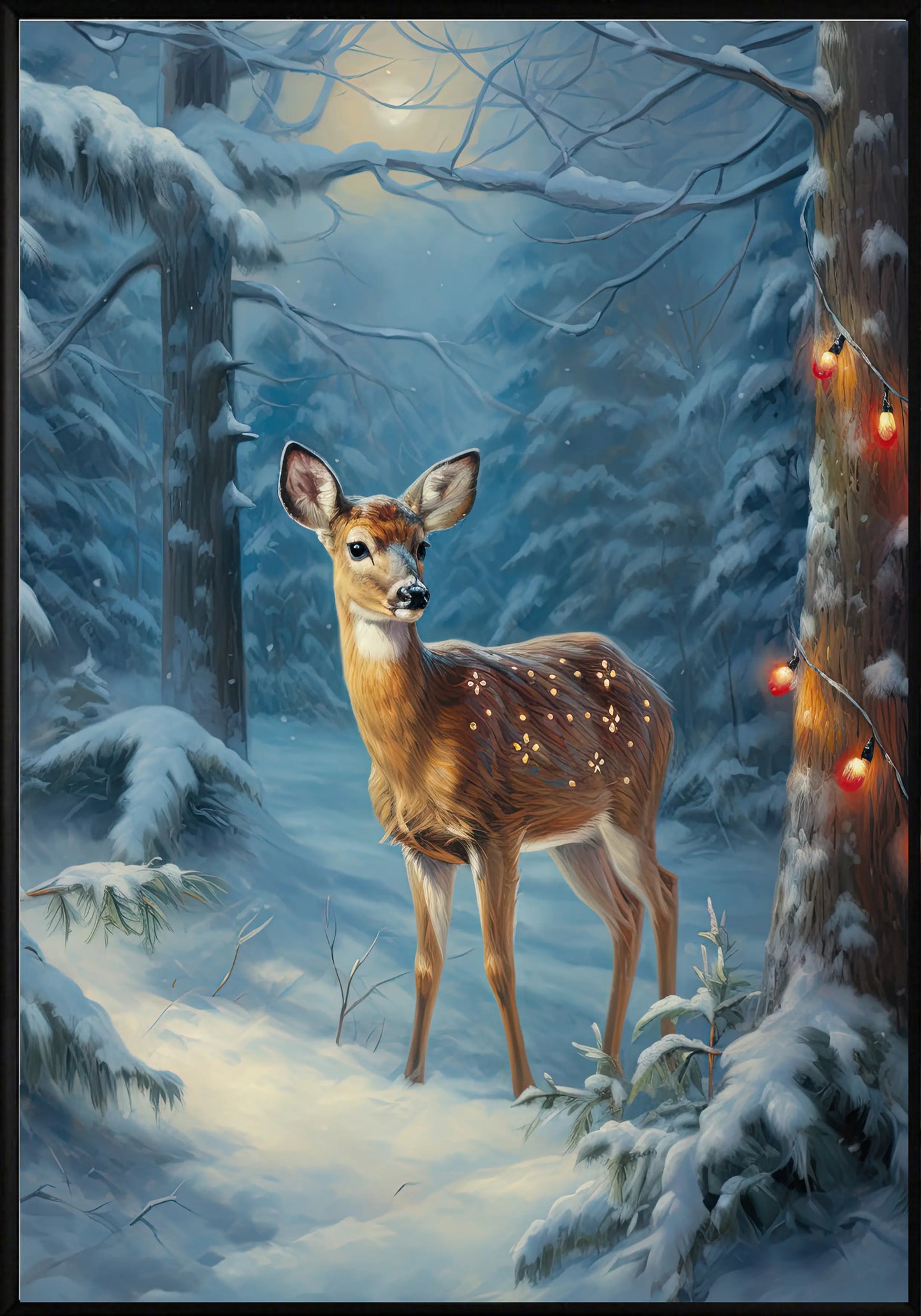 Коледна сърничка с лампички постер - Рисунки.бг