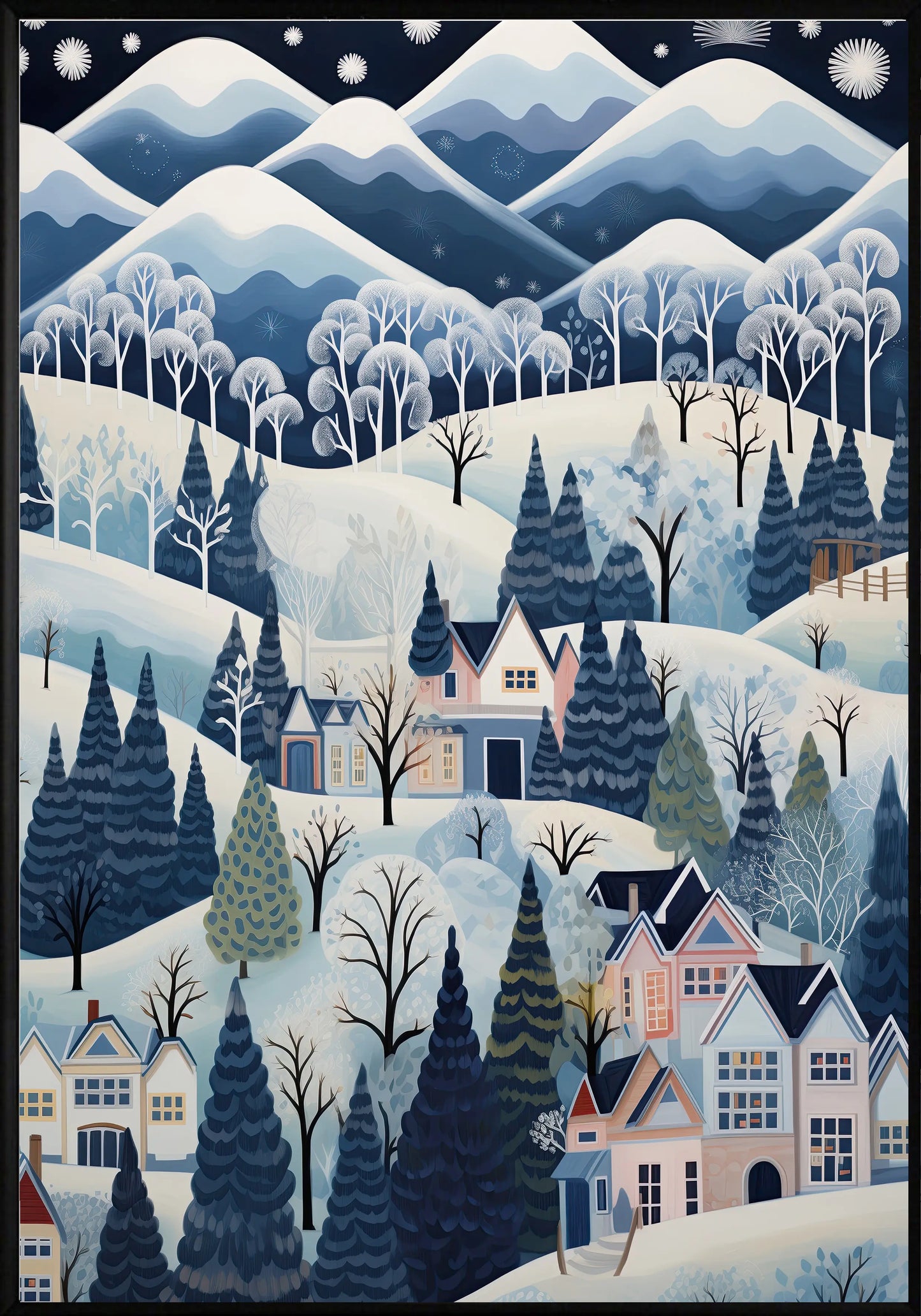 Коледни къщи постер - Рисунки.бг