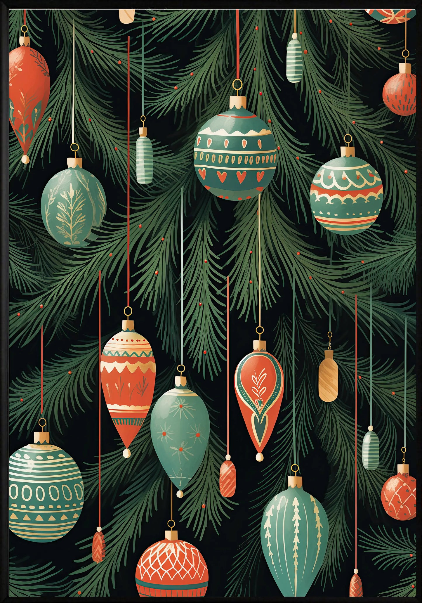 Коледни орнаменти постер - Рисунки.бг