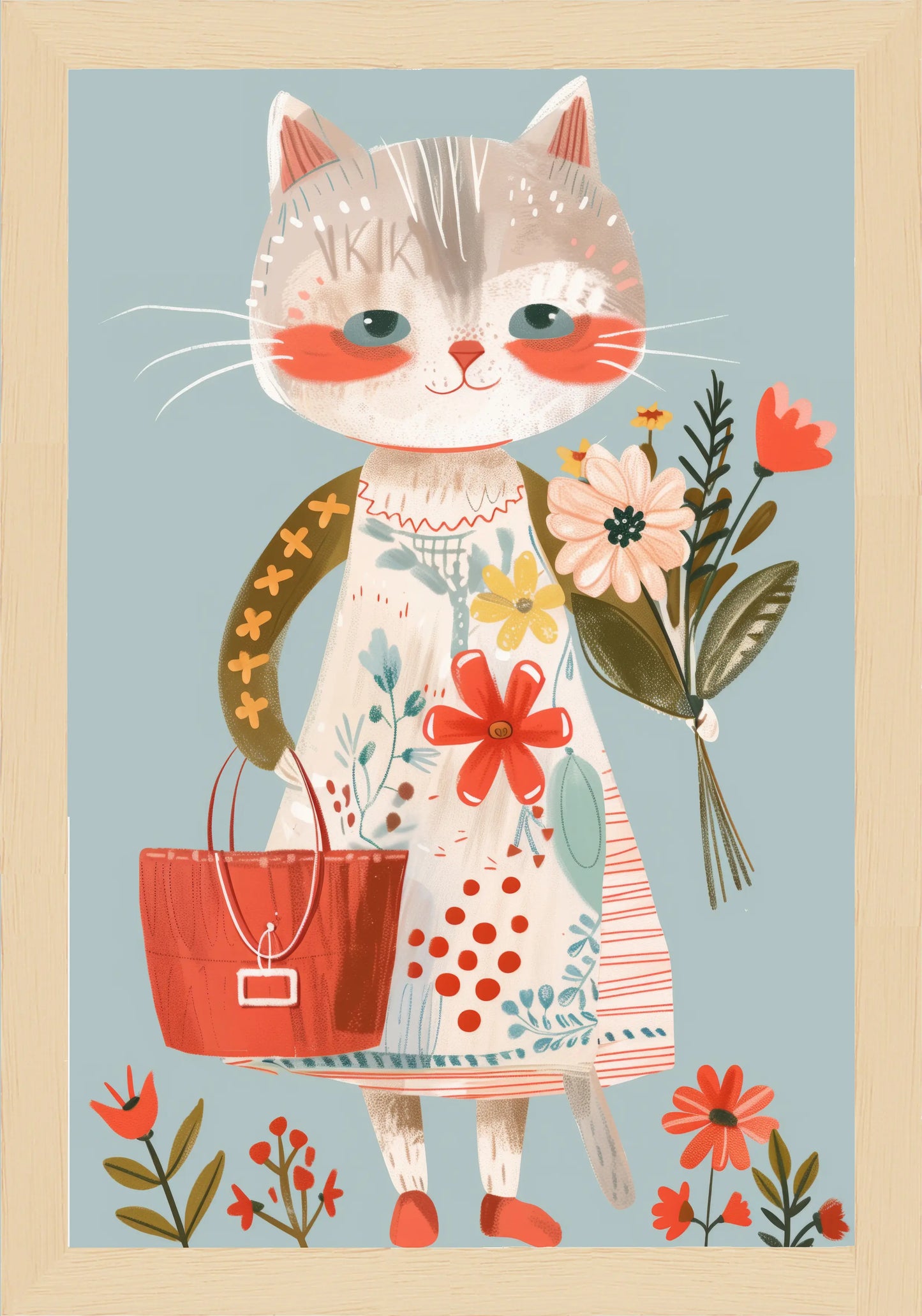 Коте На Пазар Постер - Рисунки.бг