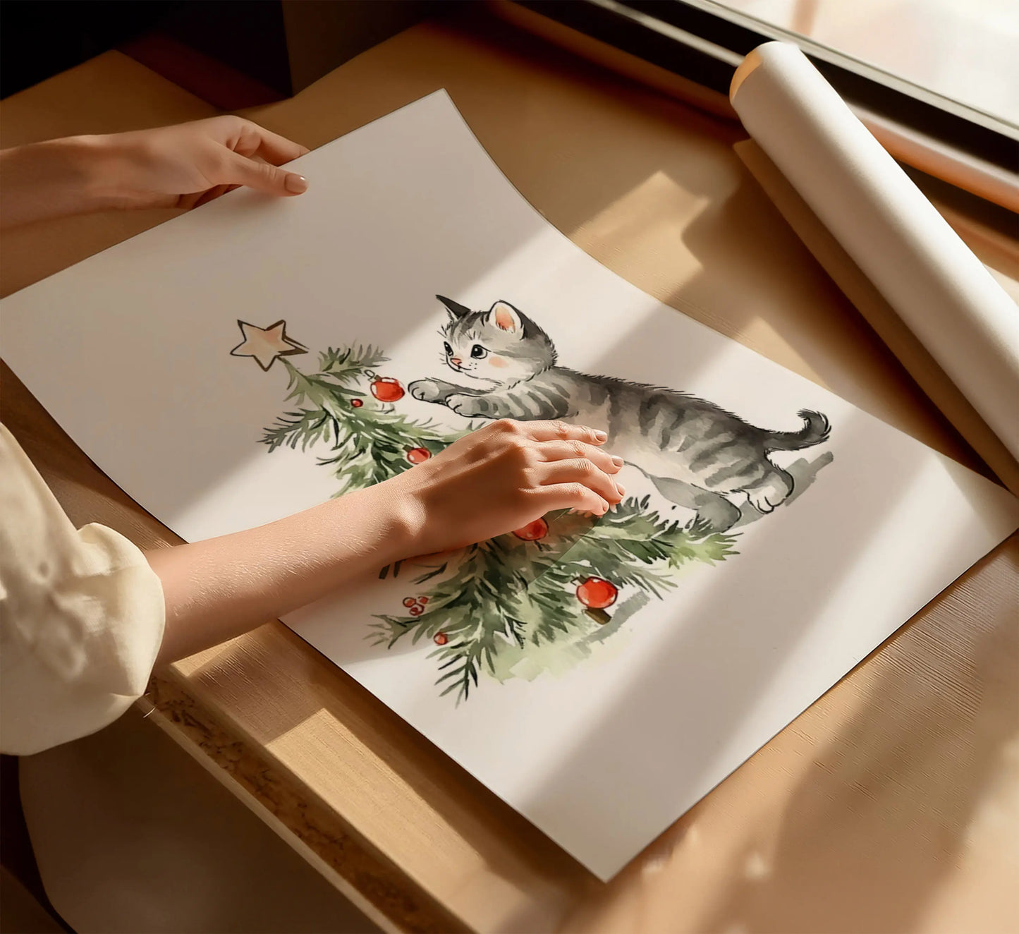 Котенце Украсява Постер - Рисунки.бг