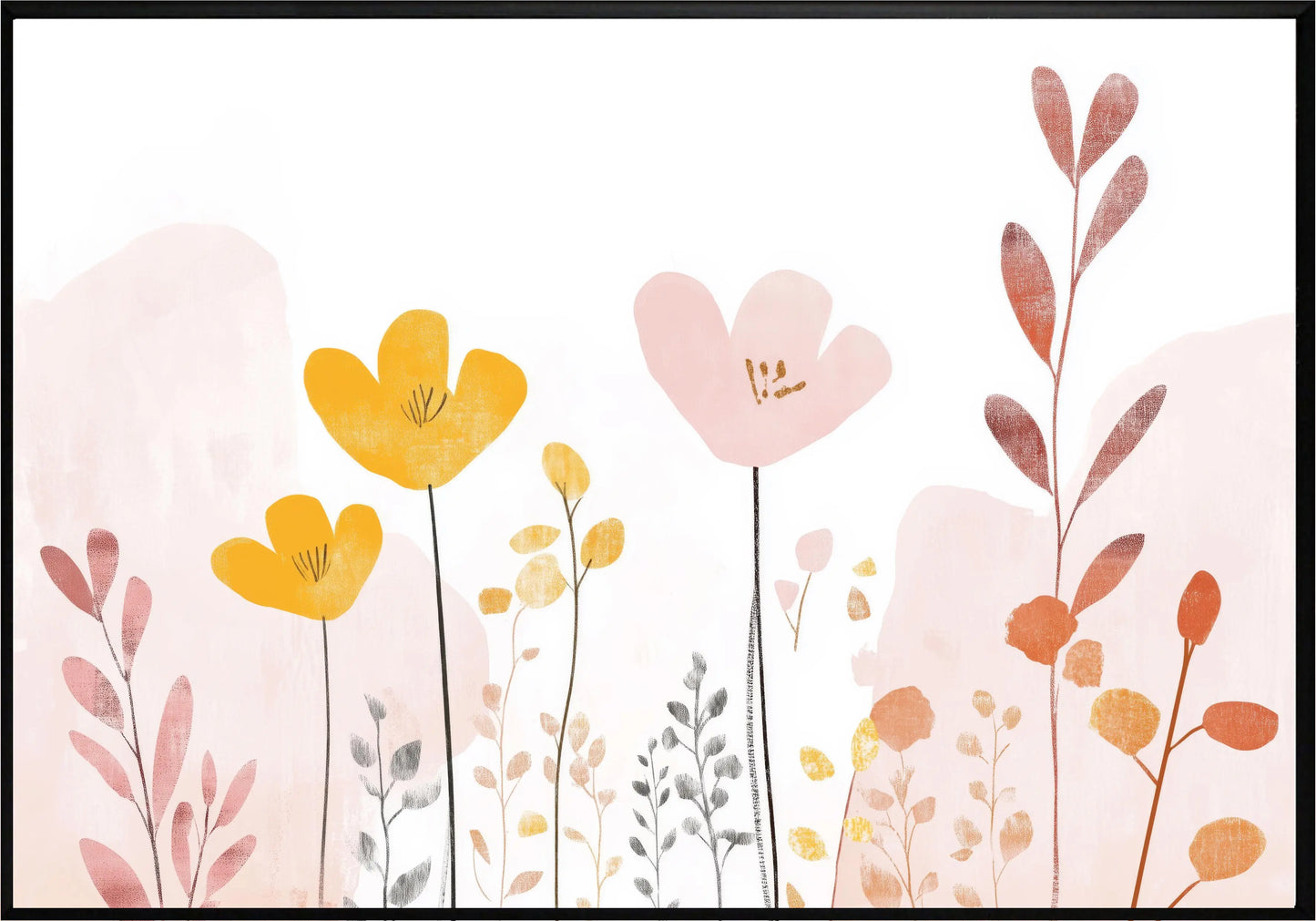 Красиви цветя на бял фон постер - Рисунки.бг