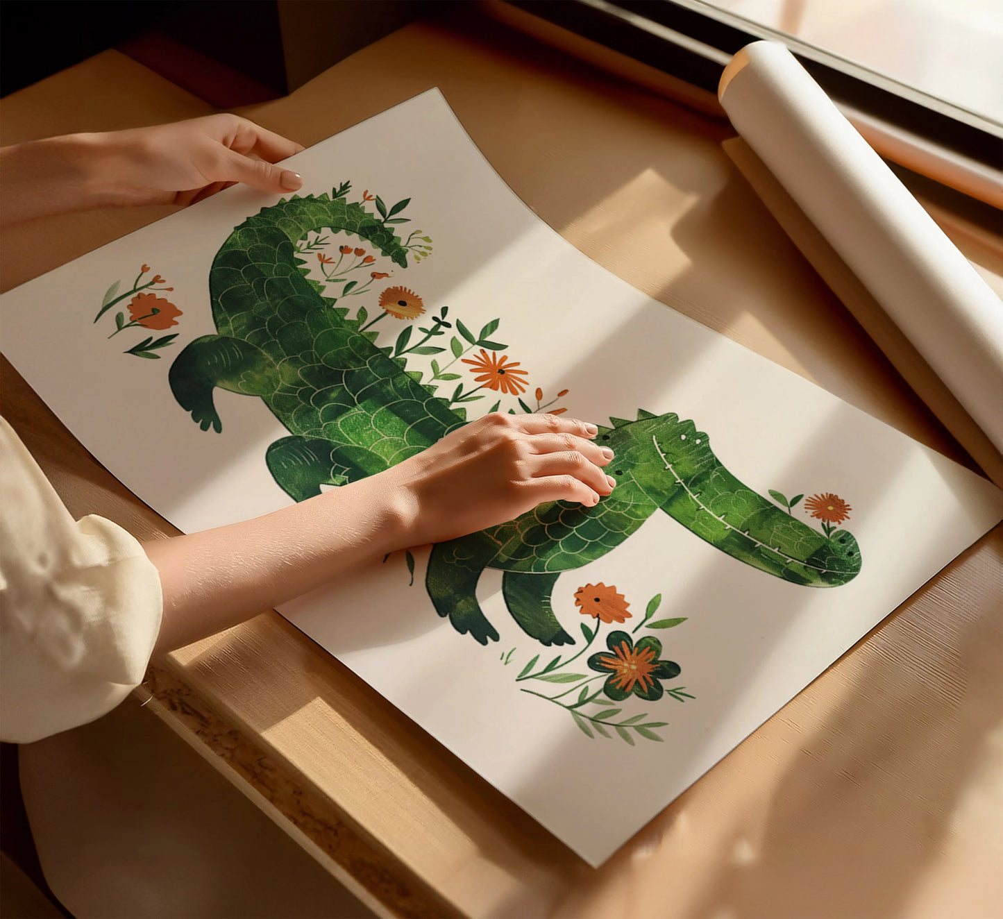 Крокодил цветя постер - Рисунки.бг