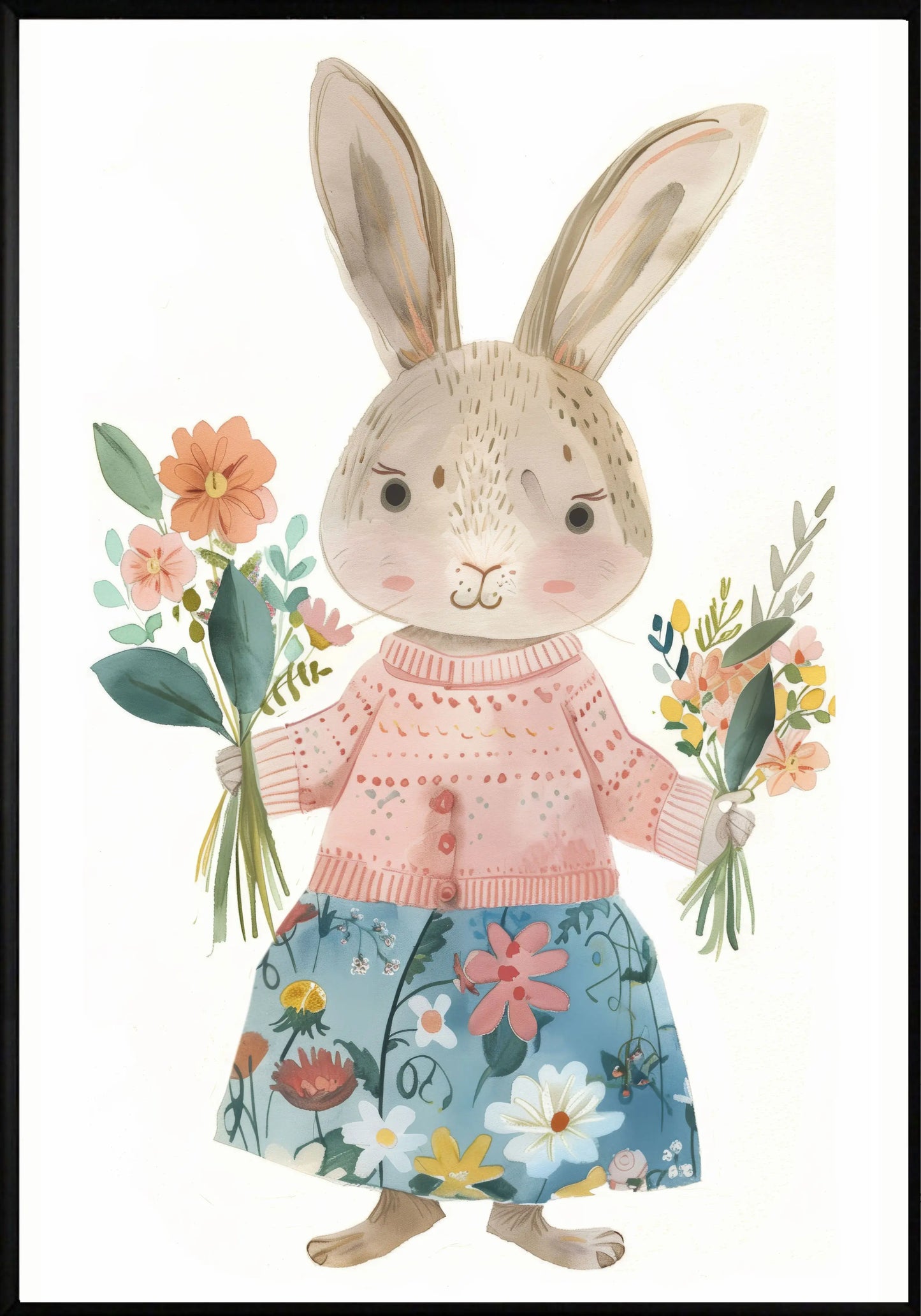 Мама заека цветя постер - Рисунки.бг