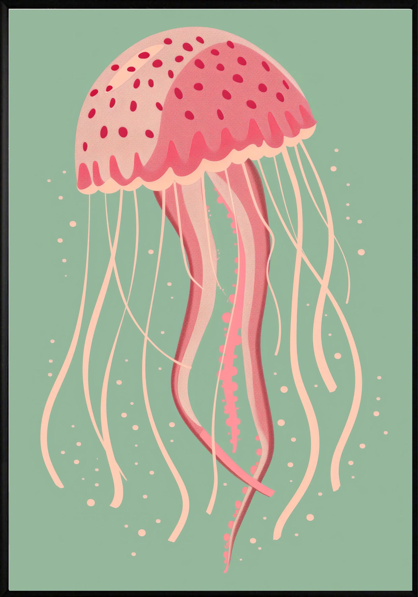 Медуза зелен фон постер - Рисунки.бг