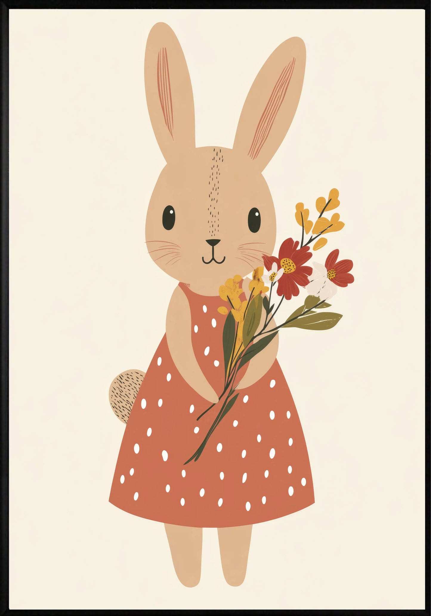 Момиче зайче с цветя постер - Рисунки.бг