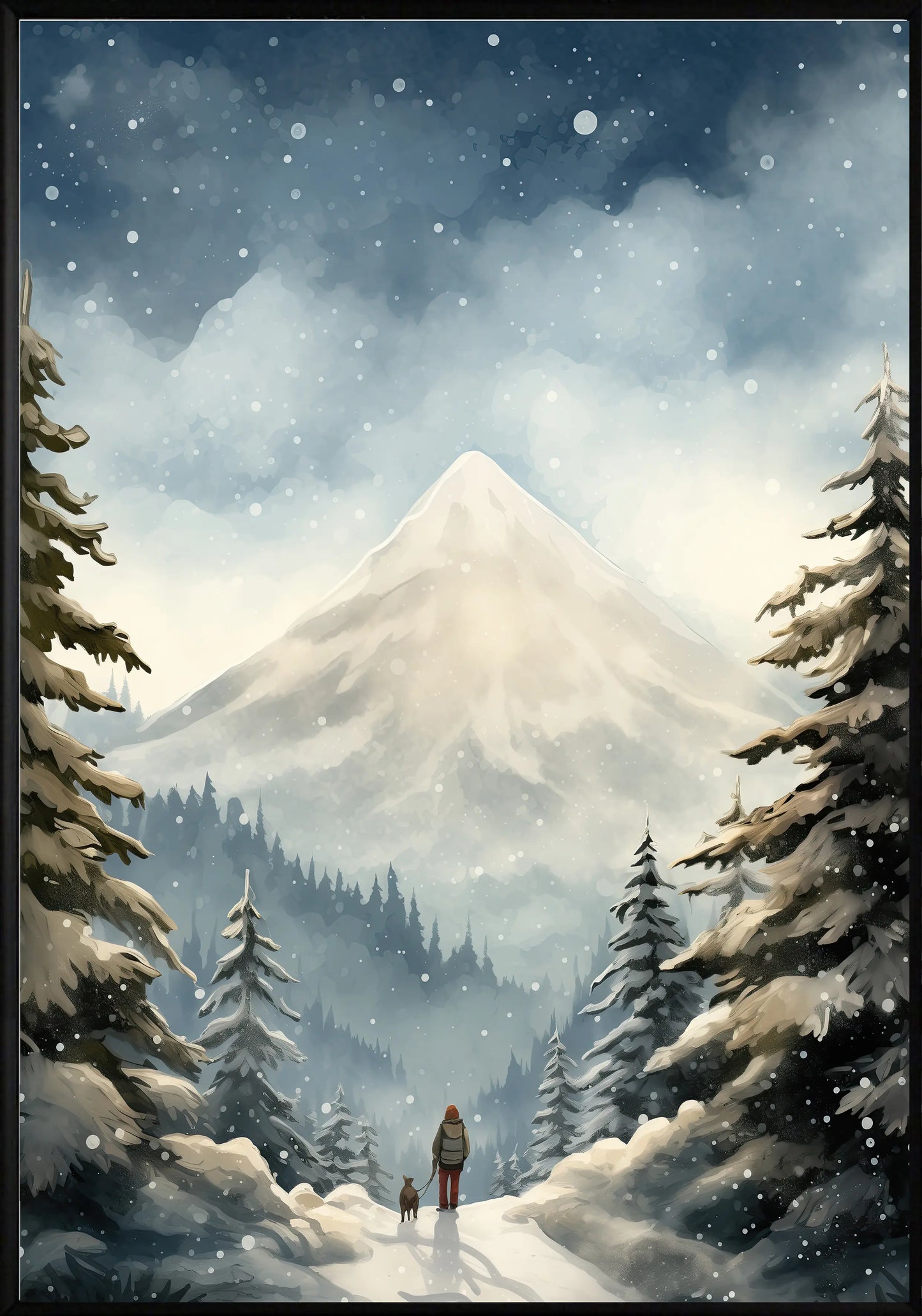 Снежна разходка в гора постер - Рисунки.бг