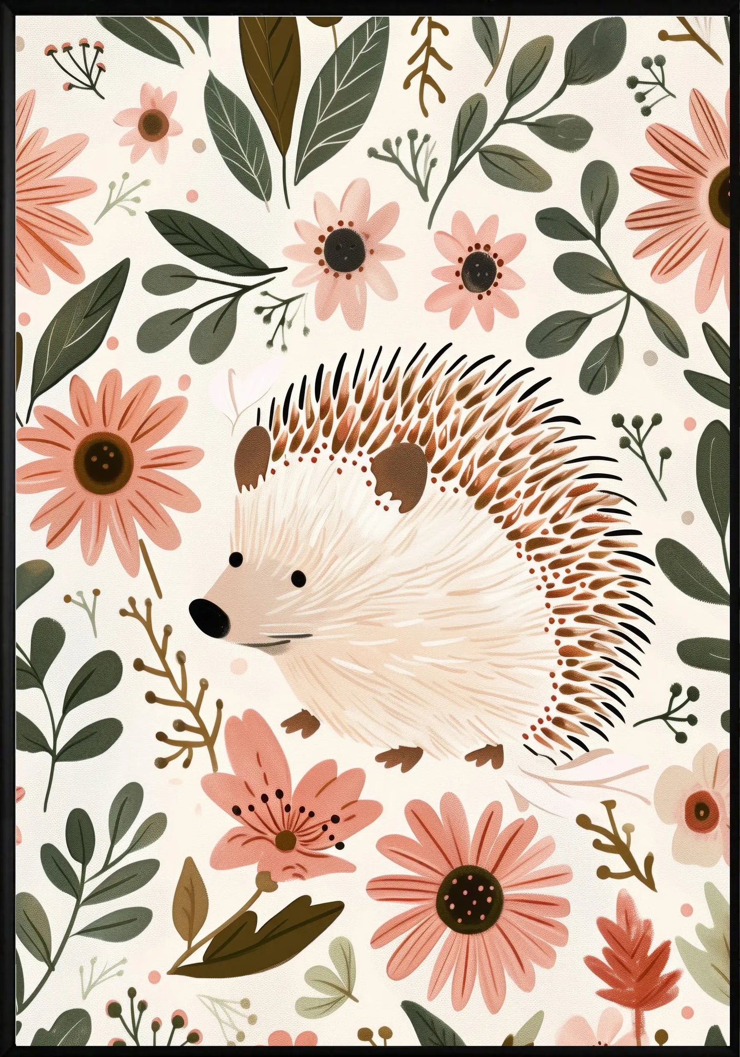 Таралеж С Цветя Постер - Рисунки.бг