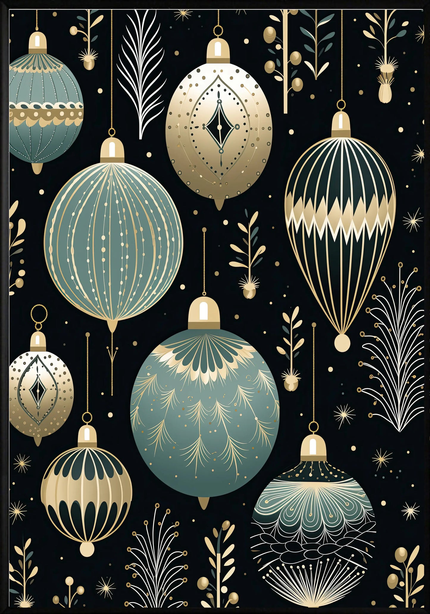 Тъмни коледни топки постер - Рисунки.бг