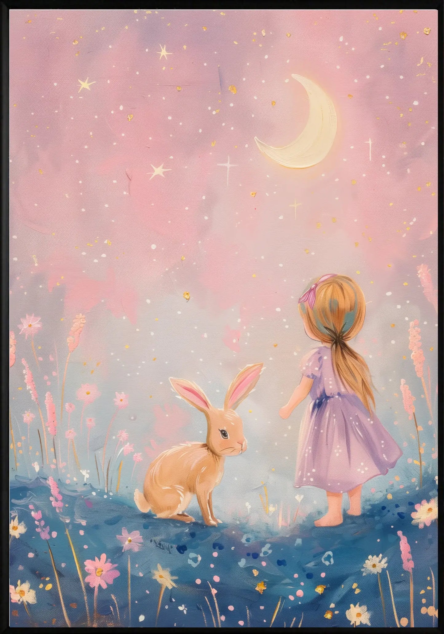 Зайче и Момиченце Постер - Рисунки.бг