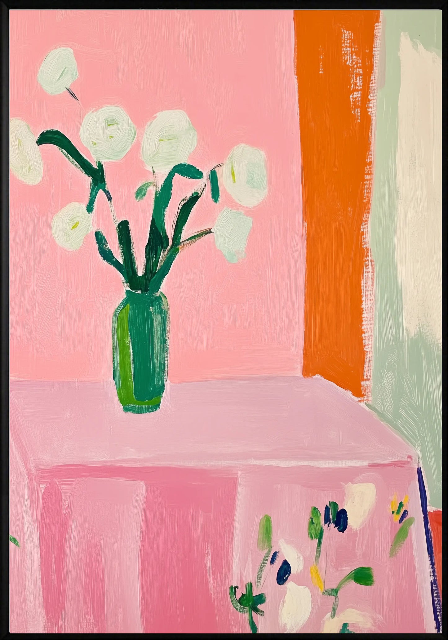 Зелена Ваза на Маса Постер - Рисунки.бг