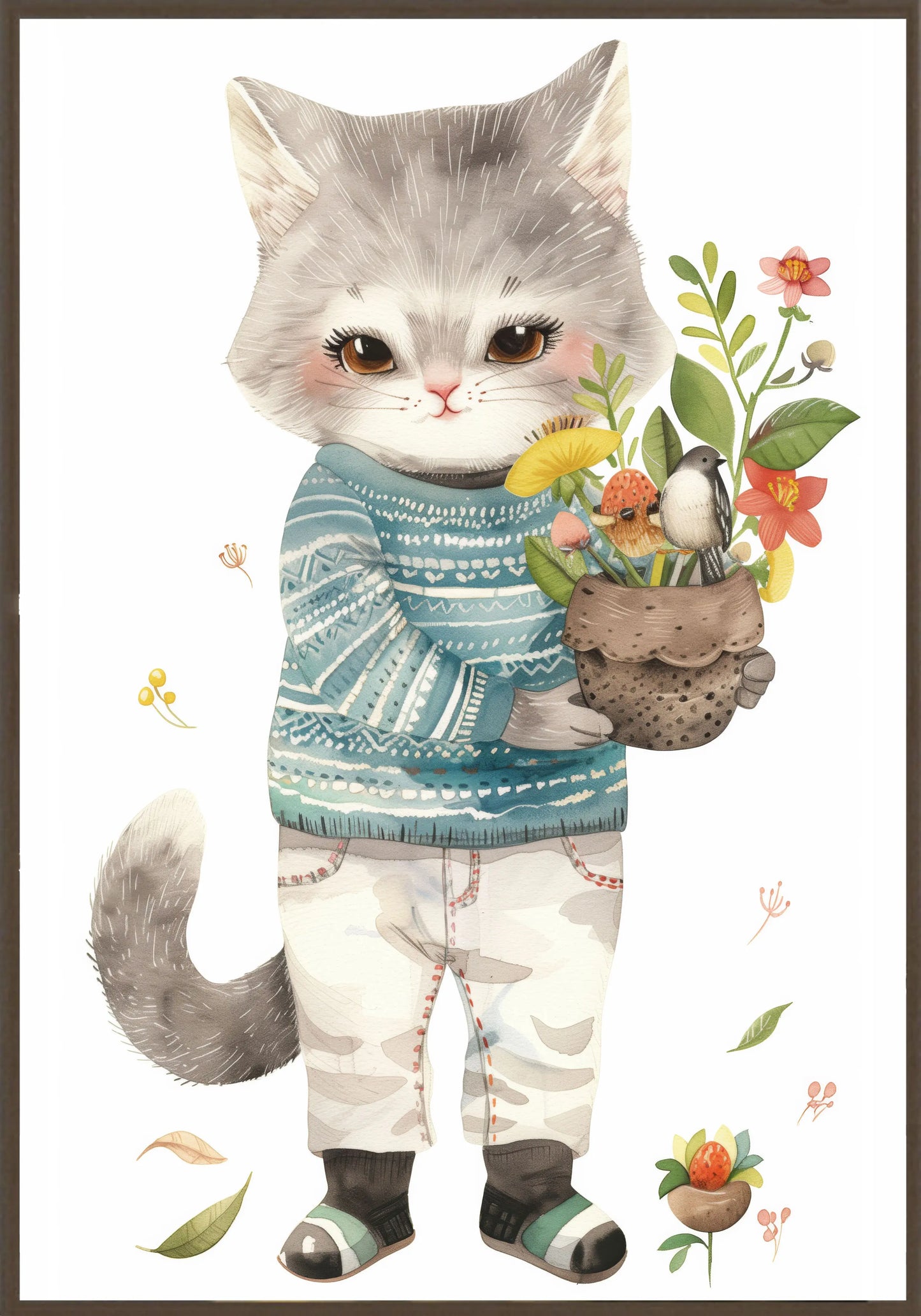 Коте саксия постер - Рисунки.бг 