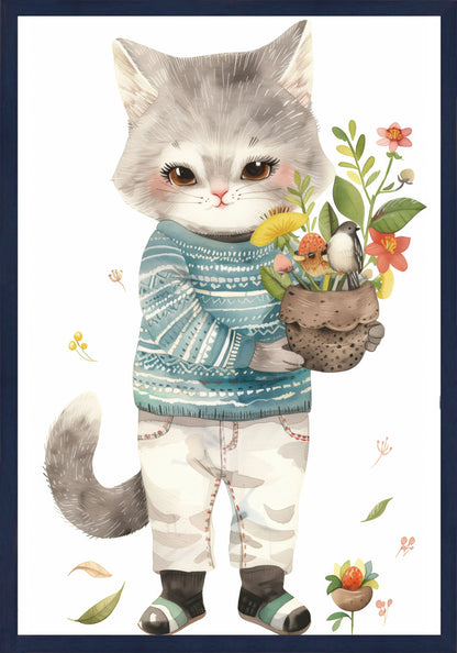 Коте саксия постер - Рисунки.бг 