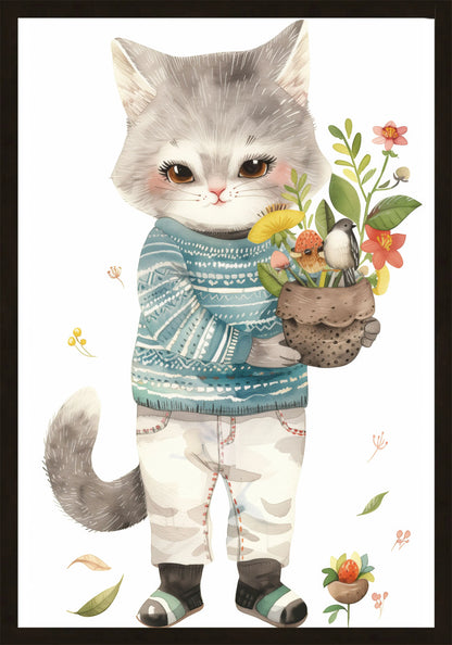 Коте саксия постер - Рисунки.бг 