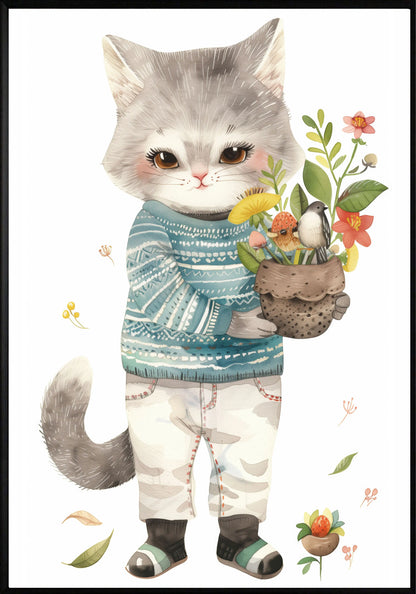 Коте саксия постер - Рисунки.бг 