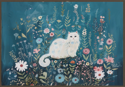 Коте Сред Цветя Постер - Рисунки.бг 
