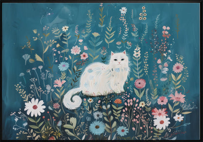 Коте Сред Цветя Постер - Рисунки.бг 