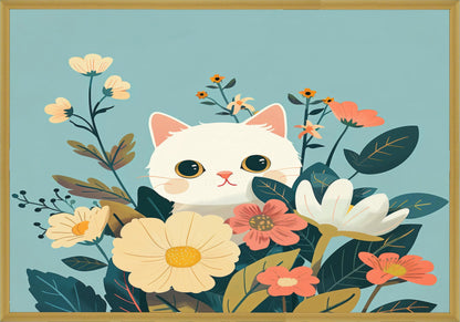Котенце цветя постер - Рисунки.бг 