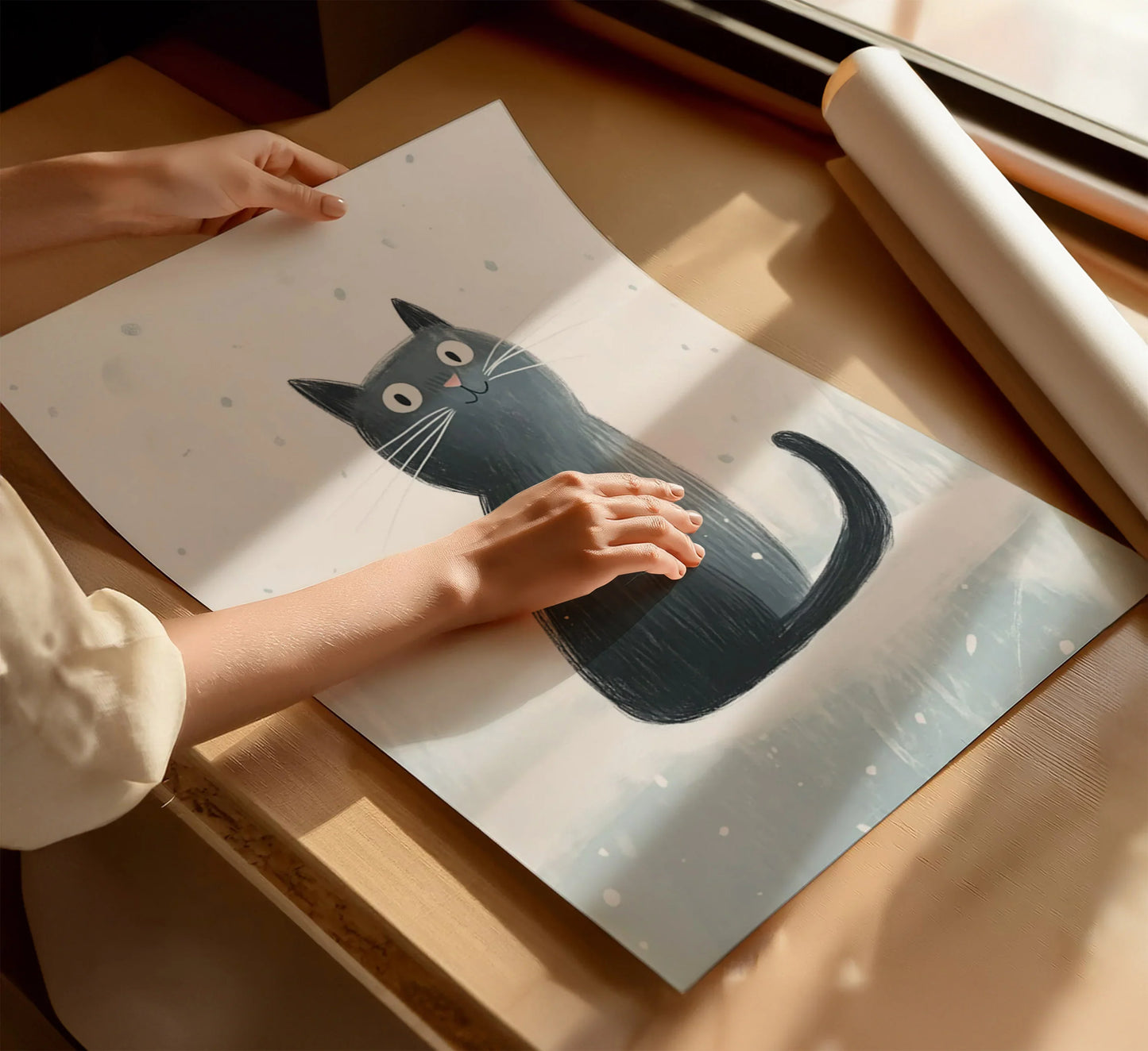 Зимно Коте Постер - Рисунки.бг 